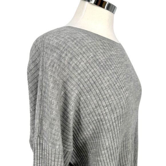 Eileen Fisher Gray Ribbed Wool Blend Sweater Size Medium - Picture 4 of 11